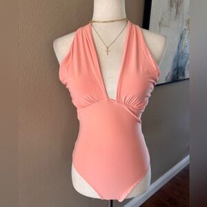 Peach Halter Neck Bodysuit